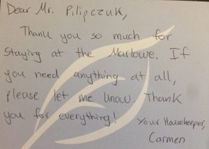 A note from my housekeeper.